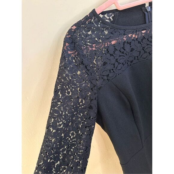 Ann Taylor Black Lace Top Peplum Blouse Size 2 - Picture 4 of 6